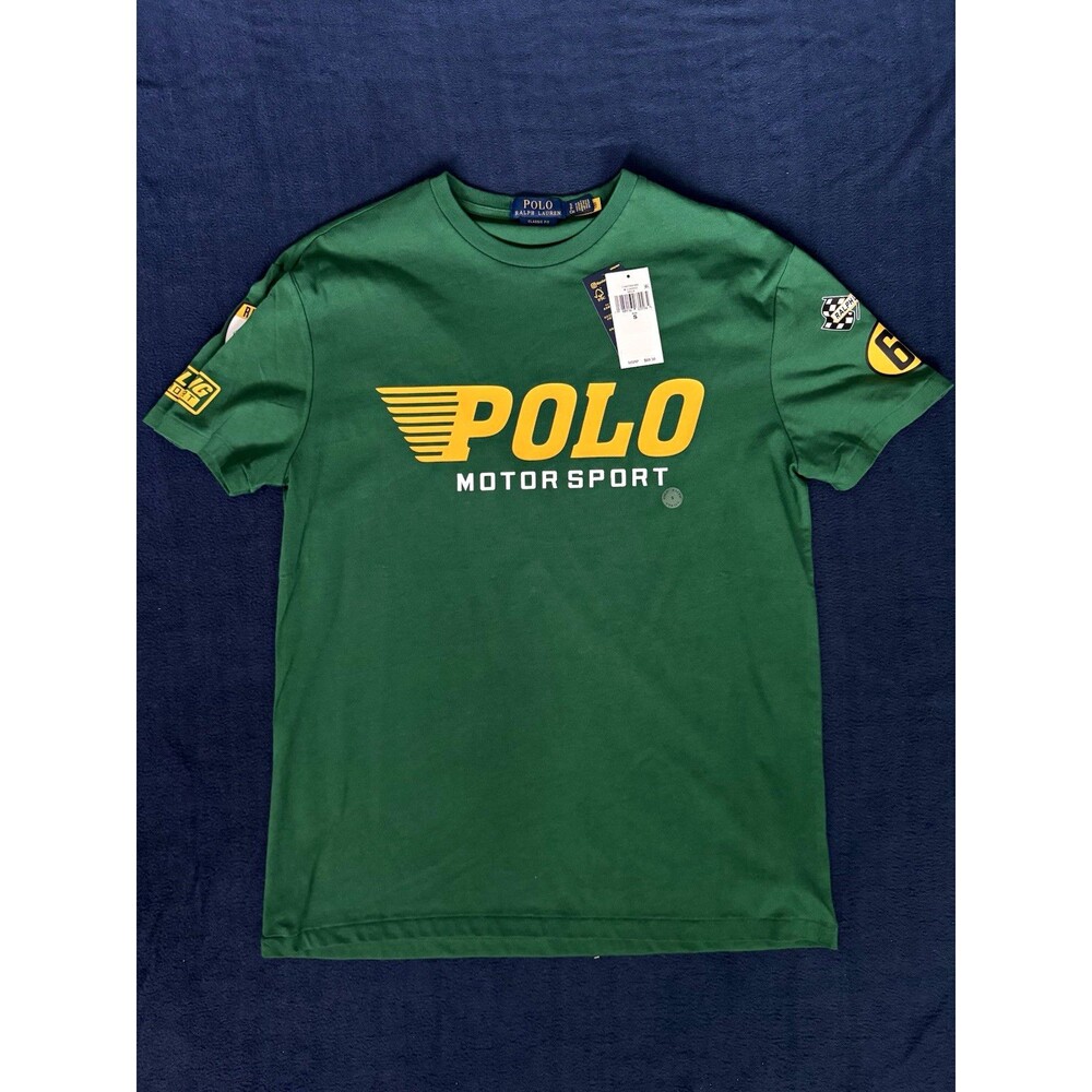 Polo Ralph Lauren Motor Sport Graphic Logo T Shirt Green Mens S Racing